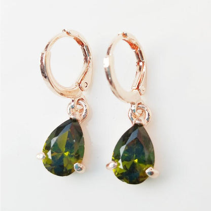 Hypoallergenic Copper Zircon Water Drop Earrings-Jewearrings