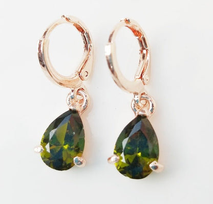 Hypoallergenic Copper Zircon Water Drop Earrings-Jewearrings