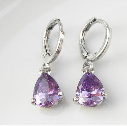 Hypoallergenic Copper Zircon Water Drop Earrings-Jewearrings