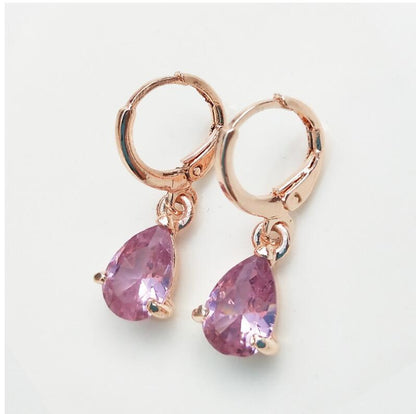 Hypoallergenic Copper Zircon Water Drop Earrings-Jewearrings