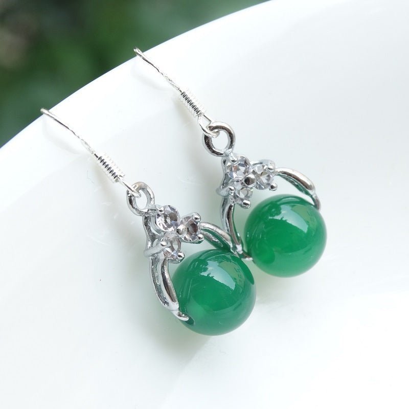 Hypoallergenic Earrings - Agate Jade 925 Silver-Jewearrings