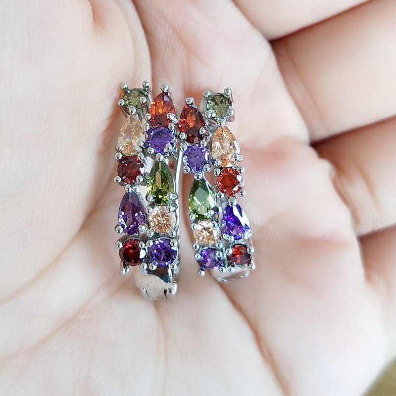 Hypoallergenic Earrings - Colored Zircon Earrings-Jewearrings