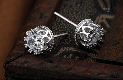 Hypoallergenic Earrings Crown Silver Earrings-Jewearrings