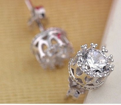 Hypoallergenic Earrings Crown Silver Earrings-Jewearrings