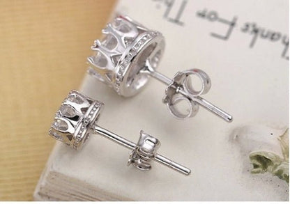 Hypoallergenic Earrings Crown Silver Earrings-Jewearrings