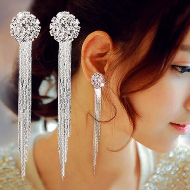 Hypoallergenic Earrings - Crystal Tassel Earrings-Jewearrings