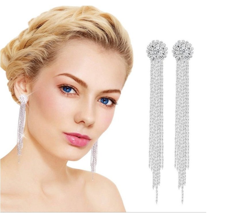 Hypoallergenic Earrings - Crystal Tassel Earrings-Jewearrings