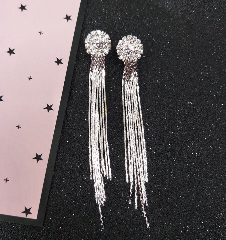 Hypoallergenic Earrings - Crystal Tassel Earrings-Jewearrings