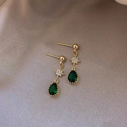 Hypoallergenic Earrings - Emerald Drop Earrings-Jewearrings