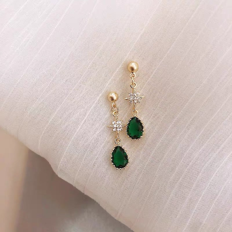 Hypoallergenic Earrings - Emerald Drop Earrings-Jewearrings