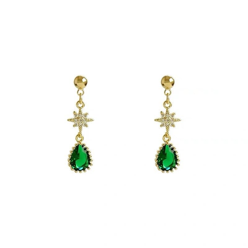 Hypoallergenic Earrings - Emerald Drop Earrings-Jewearrings