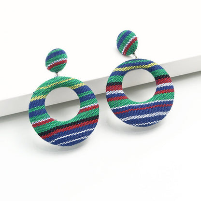 Hypoallergenic Earrings - Fabric Circle Round Piece-Jewearrings