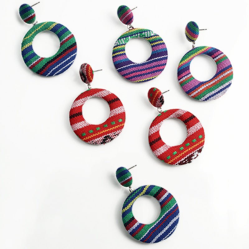 Hypoallergenic Earrings - Fabric Circle Round Piece-Jewearrings