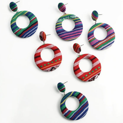 Hypoallergenic Earrings - Fabric Circle Round Piece-Jewearrings