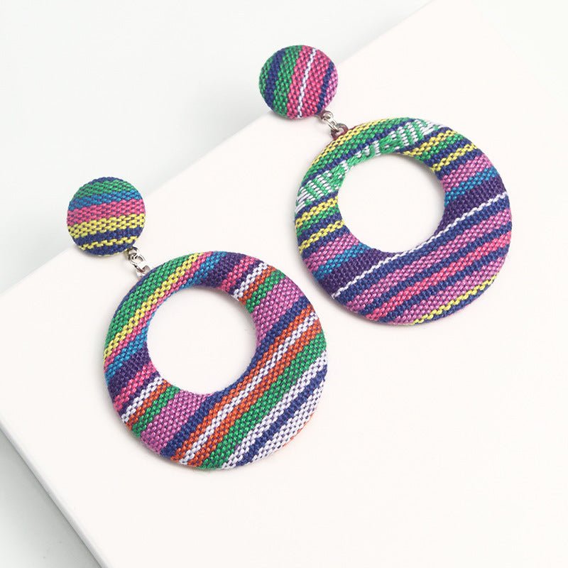 Hypoallergenic Earrings - Fabric Circle Round Piece-Jewearrings