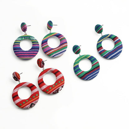 Hypoallergenic Earrings - Fabric Circle Round Piece-Jewearrings