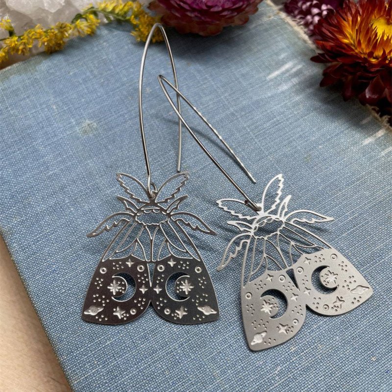 Hypoallergenic Earrings - Laser Cut Silver Moth-Jewearrings