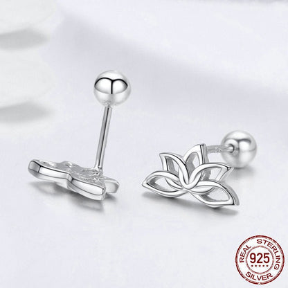 Hypoallergenic Earrings Lotus Silver Earrings-Jewearrings