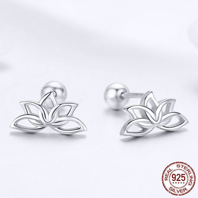 Hypoallergenic Earrings Lotus Silver Earrings-Jewearrings