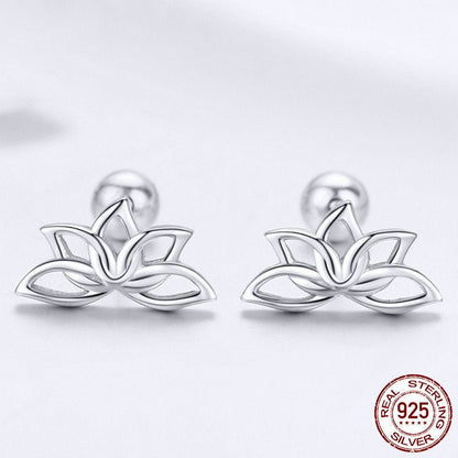 Hypoallergenic Earrings Lotus Silver Earrings-Jewearrings