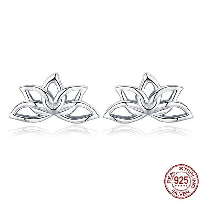 Hypoallergenic Earrings Lotus Silver Earrings-Jewearrings