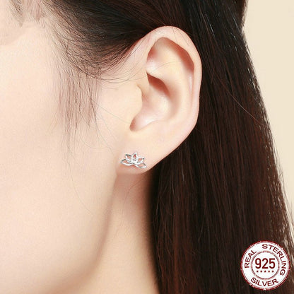 Hypoallergenic Earrings Lotus Silver Earrings-Jewearrings