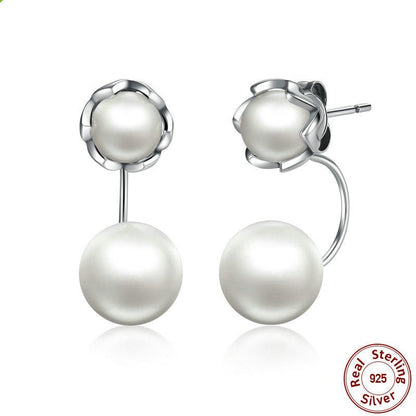 Hypoallergenic Earrings - Pearl Silver Studs-Jewearrings