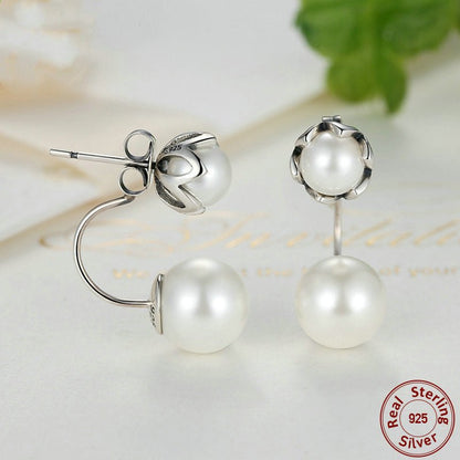 Hypoallergenic Earrings - Pearl Silver Studs-Jewearrings