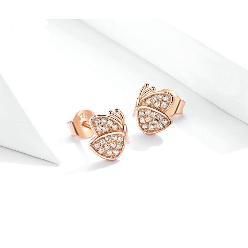 Hypoallergenic Earrings: Rose Gold Butterfly-Jewearrings