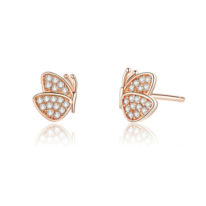 Hypoallergenic Earrings: Rose Gold Butterfly-Jewearrings