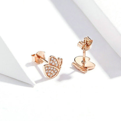 Hypoallergenic Earrings: Rose Gold Butterfly-Jewearrings