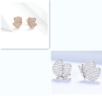 Hypoallergenic Earrings: Rose Gold Butterfly-Jewearrings