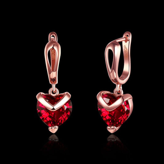 Hypoallergenic Earrings - Rose Gold Heart Shaped Zircon-Jewearrings