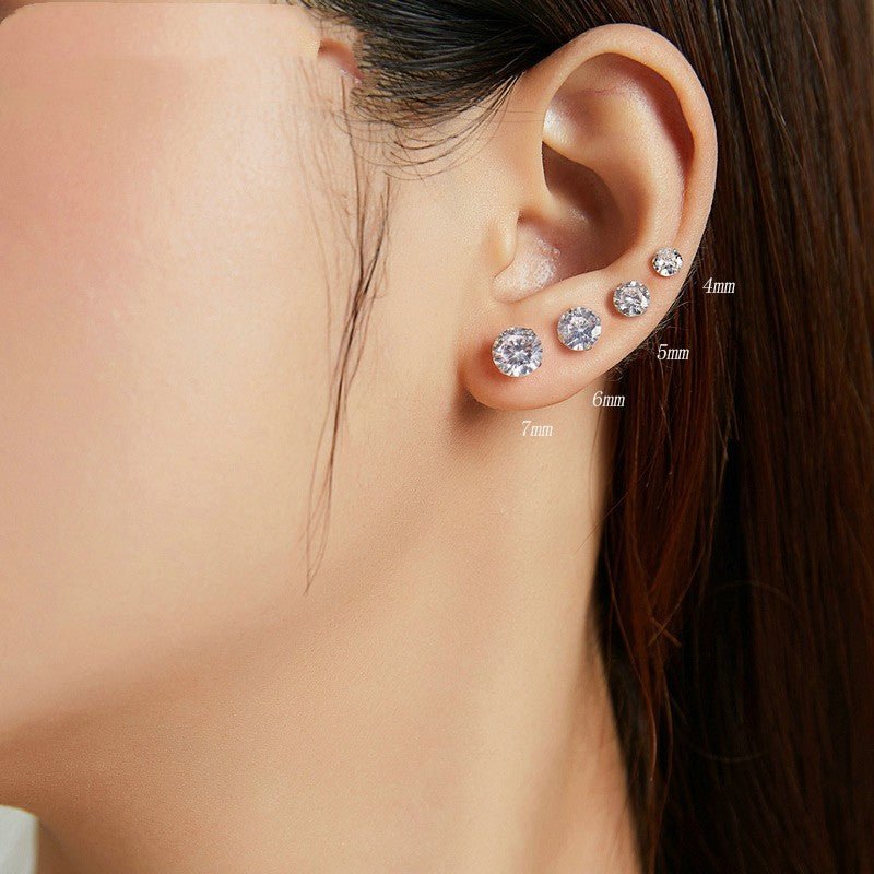 Hypoallergenic Earrings: Round Cubic Zirconia-Jewearrings