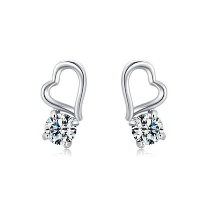 Hypoallergenic Earrings - Silver Hollow Heart-Jewearrings