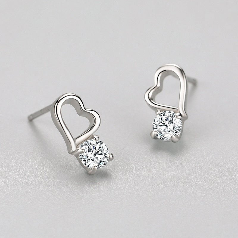 Hypoallergenic Earrings - Silver Hollow Heart-Jewearrings