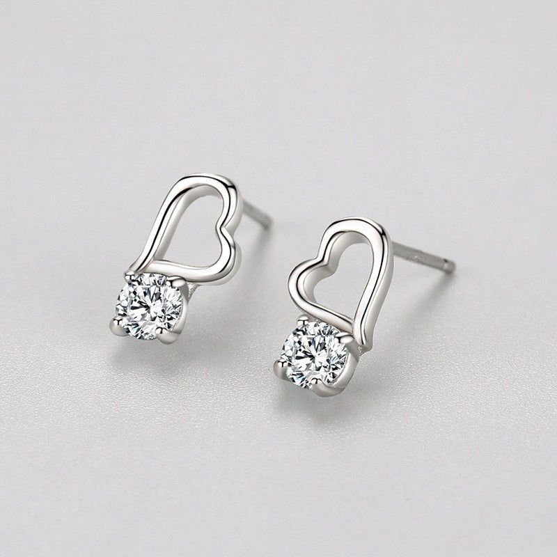 Hypoallergenic Earrings - Silver Hollow Heart-Jewearrings