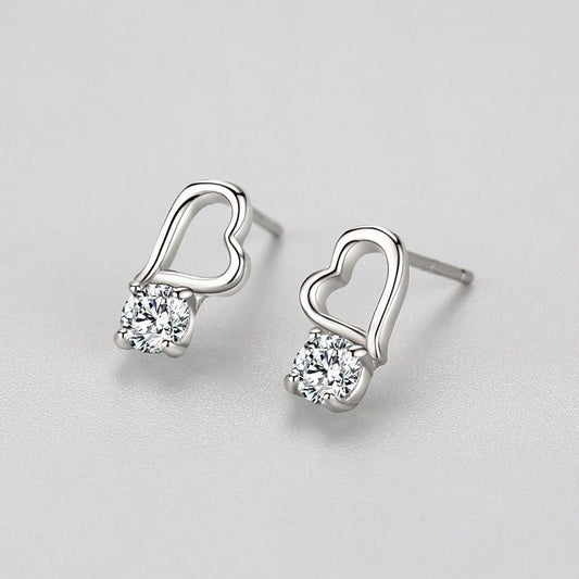 Hypoallergenic Earrings - Silver Hollow Heart-Jewearrings