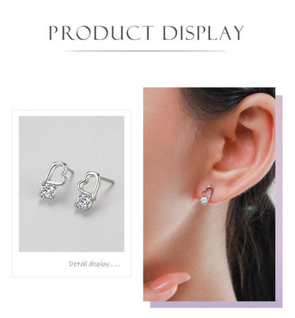 Hypoallergenic Earrings - Silver Hollow Heart-Jewearrings