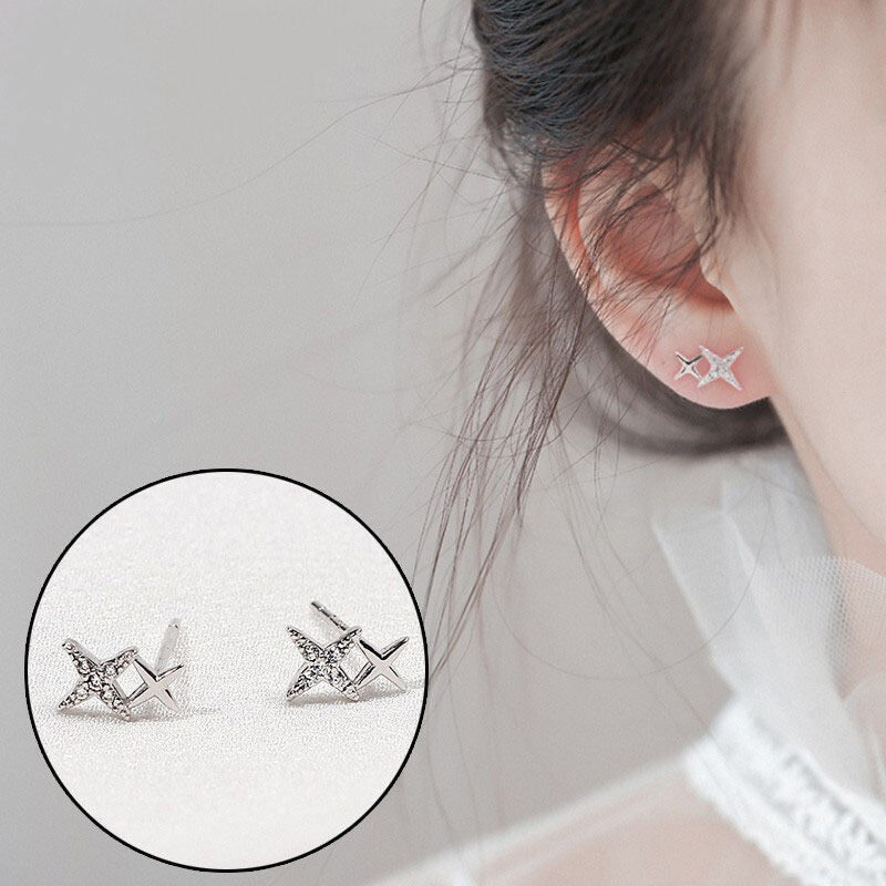 Hypoallergenic Earrings - Silver Star Earrings-Jewearrings