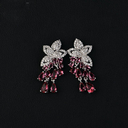 Hypoallergenic Earrings: Zircon Flower Tassel-Jewearrings