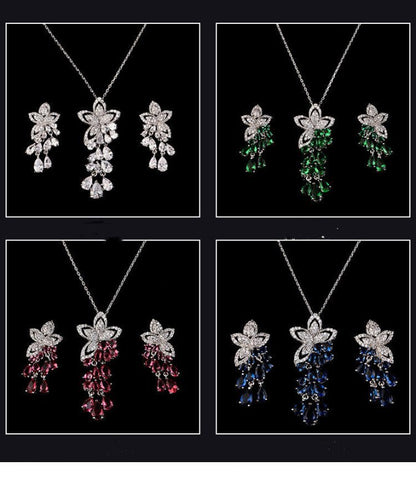 Hypoallergenic Earrings: Zircon Flower Tassel-Jewearrings