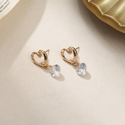 Hypoallergenic Earrings Zircon Heart Earrings-Jewearrings