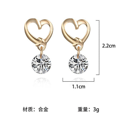 Hypoallergenic Earrings Zircon Heart Earrings-Jewearrings