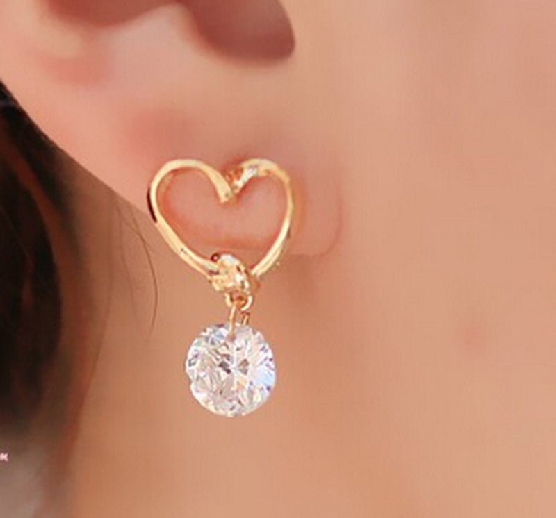 Hypoallergenic Earrings Zircon Heart Earrings-Jewearrings