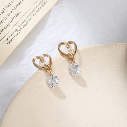 Hypoallergenic Earrings Zircon Heart Earrings-Jewearrings