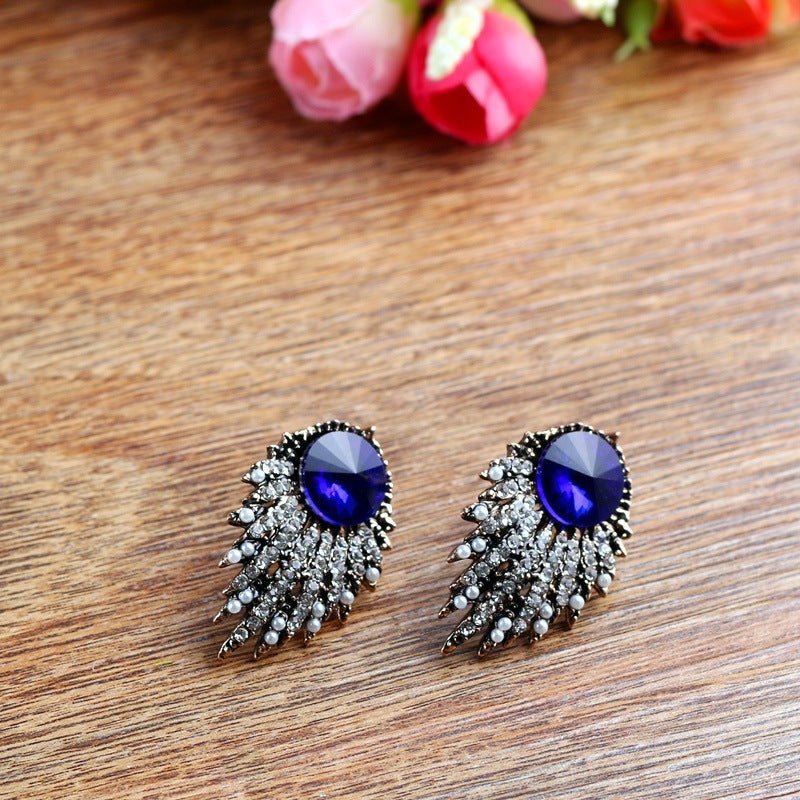 Hypoallergenic Retro Hollow Blue Earrings-Jewearrings