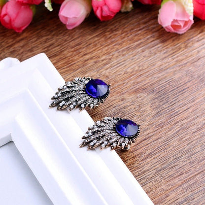 Hypoallergenic Retro Hollow Blue Earrings-Jewearrings