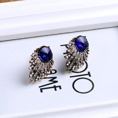 Hypoallergenic Retro Hollow Blue Earrings-Jewearrings