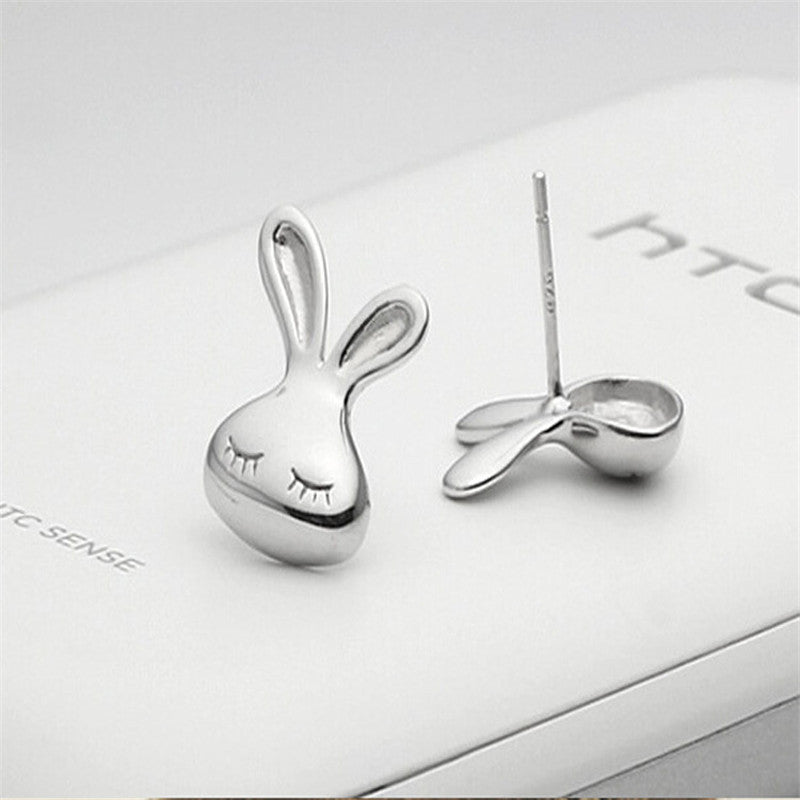 Hypoallergenic S925 Silver Little White Rabbit Earrings-Jewearrings